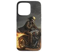Skull Rider in Storm with Trails of Fire Case for iPhone 15 Pro Max