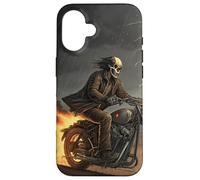 Skull Rider in Storm with Trails of Fire Case for iPhone 16