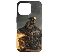Skull Rider in Storm with Trails of Fire Case for iPhone 16 Pro