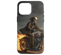 Skull Rider in Storm with Trails of Fire Case for iPhone 16 Pro Max