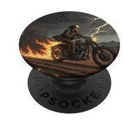 Skull Rider in Storm with Trails of Fire PopSockets Adhesive PopGrip