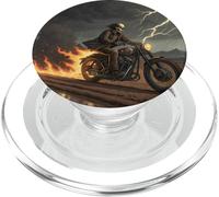 Skull Rider in Storm with Trails of Fire PopSockets PopGrip for MagSafe
