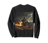 Skull Rider in Storm with Trails of Fire Sweatshirt
