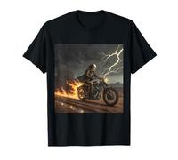 Skull Rider in Storm with Trails of Fire T-Shirt