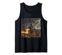 Skull Rider in Storm with Trails of Fire Tank Top