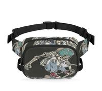 Skull Riding Skateboard Waist Pack Bumbags for Women Men Girls Boys Kids, Skull Fanny Pack Running Sport Hiking Pouch Purses Belt Bag