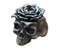 Skull Ring for Men Women, Adjustable Gothic Black Rose Skeleton Ring, Open Punk Rock Skull Ring, Vintage Dark Black Hip Hop Biker Viking Skull Jewelry Christmas Gift for Men Son