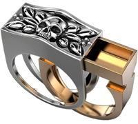 Skull Ring Secret Compartment Cinerary Casket Compartment Memorial Souvenir Coffin Anniversary Unisex Jewelry - Double Color 12 Excellent Durable