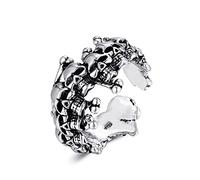 Skull Rings for Men Women Retro Bone Open Statement Adjustable Expandable Gothic Finger Ring Sterling Silver Plated Comfort Fit Punk Gothic Skeleton Unisex Party Gifts Fashion Gifts Halloween