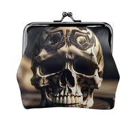 Skull Rock Roll Skeleton Bone coin purse for women,small womens wallet,small makeup bag for purse,ultra-thin retro change wallet, Black, One Size, Art Deco