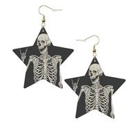 Skull Rock Roll Skeleton Bone Leather Star Shaped Earrings Fashion Accessories Lightweight Festivals Parties Everyday Life