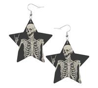 Skull Rock Roll Skeleton Bone Leather Star Shaped Earrings Fashion Accessories Lightweight Festivals Parties Everyday Life