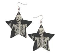 Skull Rock Roll Skeleton Bone Leather Star Shaped Earrings Fashion Accessories Lightweight Festivals Parties Everyday Life