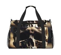 Skull Rock Roll Skeleton Bone Print Ample Space Travel Duffle Bag Stylish with Waterproof Zipper for Airplane Gym