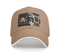 Skull Rock Roll Skeleton Bone Print Baseball Cap Golf Dad Hat Adjustable Original Classic Cap Casquette,Outdoor Sports Casual Wear Natural