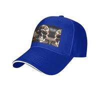 Skull Rock Roll Skeleton Bone Print Baseball Cap Golf Dad Hat Adjustable Original Classic Cap Casquette,Outdoor Sports Casual Wear Blue