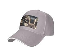 Skull Rock Roll Skeleton Bone Print Baseball Cap Golf Dad Hat Adjustable Original Classic Cap Casquette,Outdoor Sports Casual Wear Gray