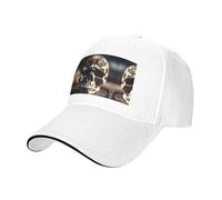 Skull Rock Roll Skeleton Bone Print Baseball Cap Golf Dad Hat Adjustable Original Classic Cap Casquette,Outdoor Sports Casual Wear White