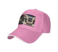 Skull Rock Roll Skeleton Bone Print Baseball Cap Golf Dad Hat Adjustable Original Classic Cap Casquette,Outdoor Sports Casual Wear Pink