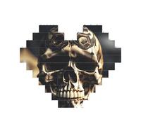 Skull Rock Roll Skeleton Bone Print Building Brick Puzzles, Family Keepsake Romantic Home Decor Anniversary Birthday Gifts