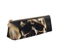 Skull Rock Roll Skeleton Bone Print Cosmetics Case Large Capacity Triangle Design Zippered Pen Holder for Writing Tools