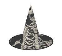 Skull Rock Roll Skeleton Bone Print Halloween Witch Hat For Women Party Hat For Halloween Festivities Cosplay Costume Ensemble