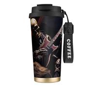 Skull Rock Roll Skeleton Bone Print Insulated Coffee Mug 316 Stainless Steel Thermal Mug 16.9 oz Double Sip Cup