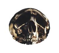 Skull Rock Roll Skeleton Bone Print Lightweight Shower Cap for Women and Men Reusable hat Soft hat and Bath Hair Cap