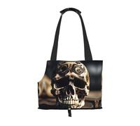 Skull Rock Roll Skeleton Bone Print Pet Tote Bag,Portable Small Dogs Pet Tote Bag For Subway, Walking, Hiking