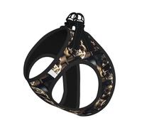 Skull Rock Roll Skeleton Bone Print Reflective Pet Leash Vest For Small Dogs & Cats, Adjustable Outdoor Walking Hiking Vest