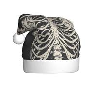 Skull Rock Roll Skeleton Bone Print Santa Hat For Adults Festive Christmas Party Hat Xmas Holiday Decorations Hat