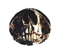 Skull Rock Roll Skeleton Bone Print Shower Cap For Women Lightweight Reusable Softdouble Waterproof Layers Leakproof.