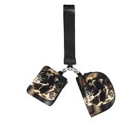 Skull Rock Roll Skeleton Bone Print Small Wristlet Wallets For Women, Dual Pouch Keychain Wristlet Outdoor Sports Zipper Wrist Bag