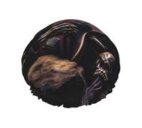 Skull Rock Roll Skeleton Bone print Stylish Shower Cap Reusable Shower Cap Women Large Shower Cap for Braids Long Hair