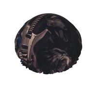 Skull Rock Roll Skeleton Bone print Stylish Shower Cap Reusable Shower Cap Women Large Shower Cap for Braids Long Hair