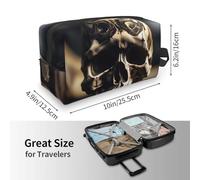 Skull Rock Roll Skeleton Bone Print Toiletry Bag for Men Travel Toiletry Bag, Spacious Capacity Cosmetic Bag for Women