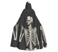 Skull Rock Roll Skeleton Bone Printed Hooded Cloak Robe Cloak Witch Vampires Grim Reaper Devil For Boy Girl Cosplay Costume