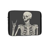 Skull Rock Roll Skeleton Bone Printed Laptop Sleeve For 13 Inch Laptop, Shockproof Oxford Fabric Laptop Protective Case Laptop Bag