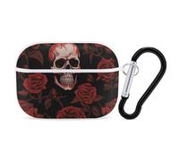 Skull Rose AirPods Pro 2 Case Cover, Shockproof Hard Shell Protective Case for Women Men, Compatible with Airpod Pro Case 2nd/1st Generation with Keychain-White