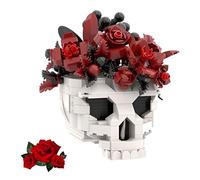 Skull Rose Bouquet Building Blocks Set, 510PCS MOC Artificial Flower Botanical Collection Bricks Kit, Halloween Gothic Horror Skeleton Plant Pot Model Toys for Home Decor, Ideas Gifts for Adults