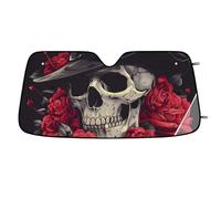 Skull Rose Car Windshield Sun Shade,Cars Shade Front Windshield,Blocks UV Ray to Keep Your Vehicle CoolSun Visor Protector for Fits Car Truck SUV (55"x27.5")