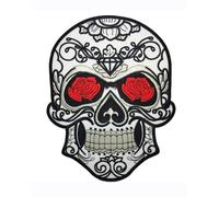 Skull Rose Embroidered Patch Gothic Sugar Skull Style Iron On Sew On Patch for Jeans Jackets Backpacks Clothing Custom DIY
