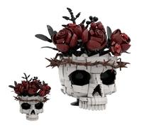 Skull Rose Flower Bouquet Building Set, Gothic Skeleton Botanical Decor