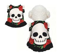 Skull Rose L Pet Apparel for Small Dogs-Cute Summer Outfit for Puppy, Soft Breathable Pet Clothes for Cat