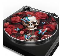 Skull Rose Premium Slipmat Turntable Mat for Better Sound Support on Vinyl LP Record Player 3mm Thick Original Art Design