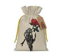 Skull Rose Printed Christmas Drawstring Gift Bags-Xmas Wrapping Bags,Candy Bag,For Holiday Party Decorations,Wedding Party Supplies S Yellow Christmas Ribbon