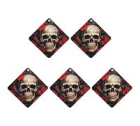 Skull Rose-Red Car Air Freshener Hanging Incense Chips 5 Pack Automotive Scented Hanging Sheets for Car Home Auto Interior Decor Rhombus,black-style