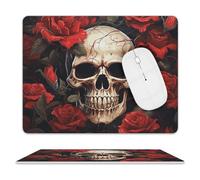 Skull Rose-Red Mouse Pad,Premium-Textured Mouse Mat Design,Computer Mouse Mat,Stitched Edges, Water-Resistant, for Gamer, Office & Home,Square Mouse Pad,Spill-Resistant Surface, Durable Materials, Por