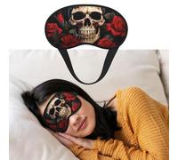 Skull Rose-Red Sleep Mask for Side Sleeper Blackout Eye Masks for Women Men Blindfold Mask Side Sleeper Eye Cover for Sleeping Nap Blackout Eye Shade Cover for Travel