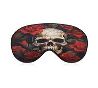 Skull Rose-Red Sleep Mask Personality Eye Sleep Shade Cover Comfortable Breathable Sleeping Blindfold Soft Comfortable Night Eye Cover Adjustable Band Eye Mask for Men Women